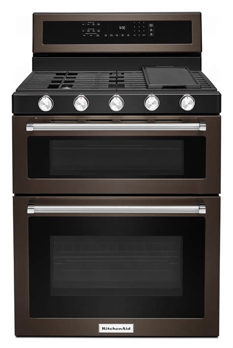 black gas stove with electric oven
